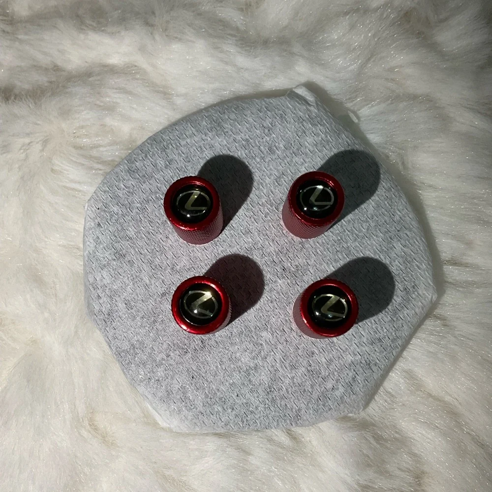Lexus Red Valve Caps with Logo - Picture 1 of 2